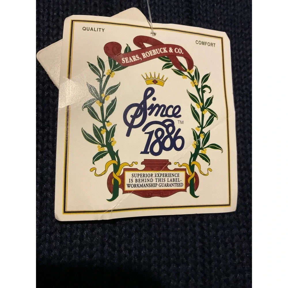 Vintage Sears Roebuck & Co Since 1886 Navy Cable Ribbed Sweater Mens XL NWT‎